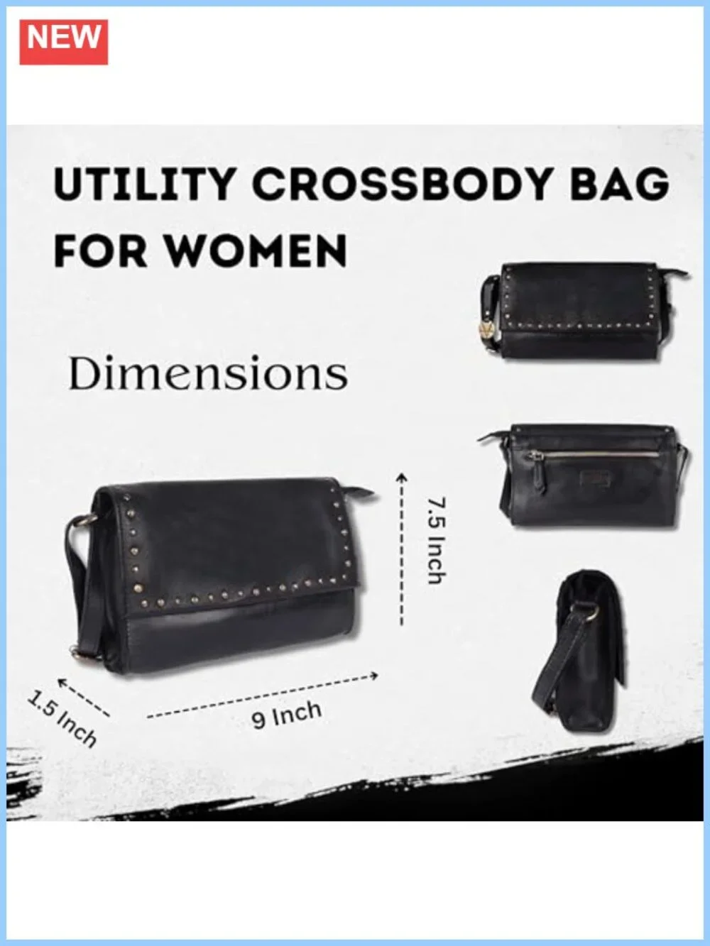 Genuine Italian Leather Boho Studded Crossbody Bag - Women's